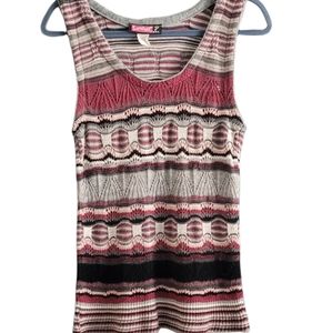 Say What Pink Gray Knit Sleeveless Sweater Tank Size Large